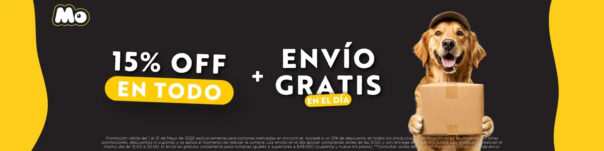 15% en todo + envío en el día desk