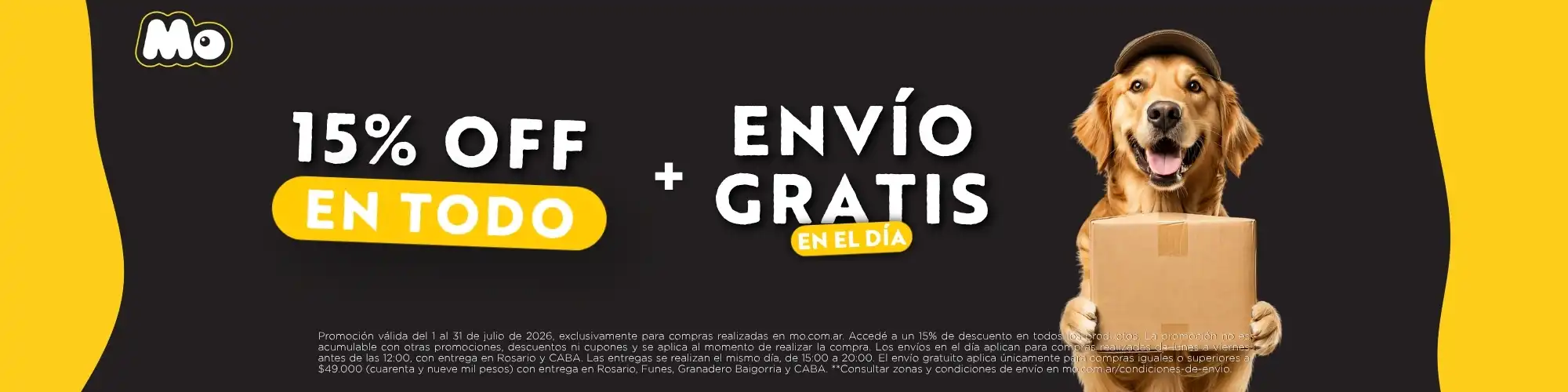 15% en todo + envío en el día desk
